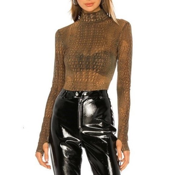 I.AM.GIA Tops - I.AM.GIA - Kenzie Bodysuit in Brown Croc